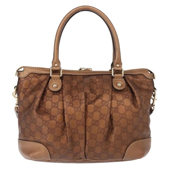 GUCCI GG Canvas Guccissima Bag Leather 2way Gold Metal brown 247902 Auth 121383 - Picture 2 of 16